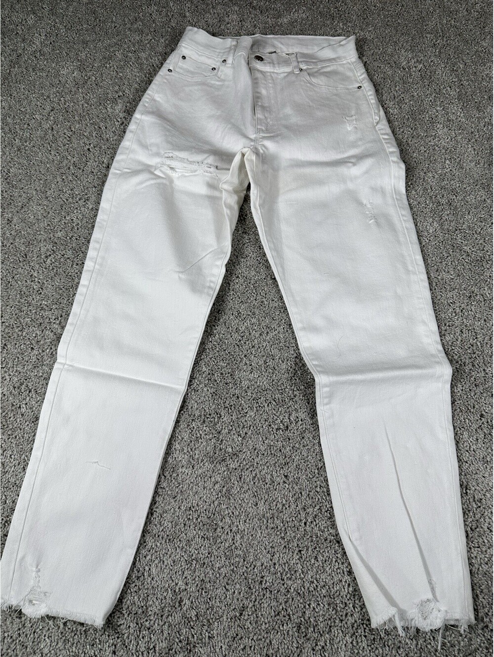 Tractr Women’s Ivory Jeans Size 0 High Rise Slim Straight 25 X 28